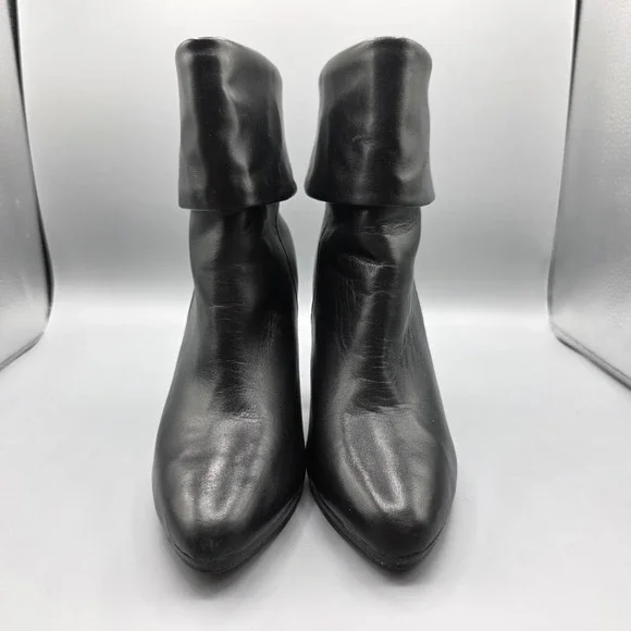 LRL Lauren Ralph Lauren Leola Booties Womens 8 Black Leather Stiletto Zipper - Picture 3 of 12